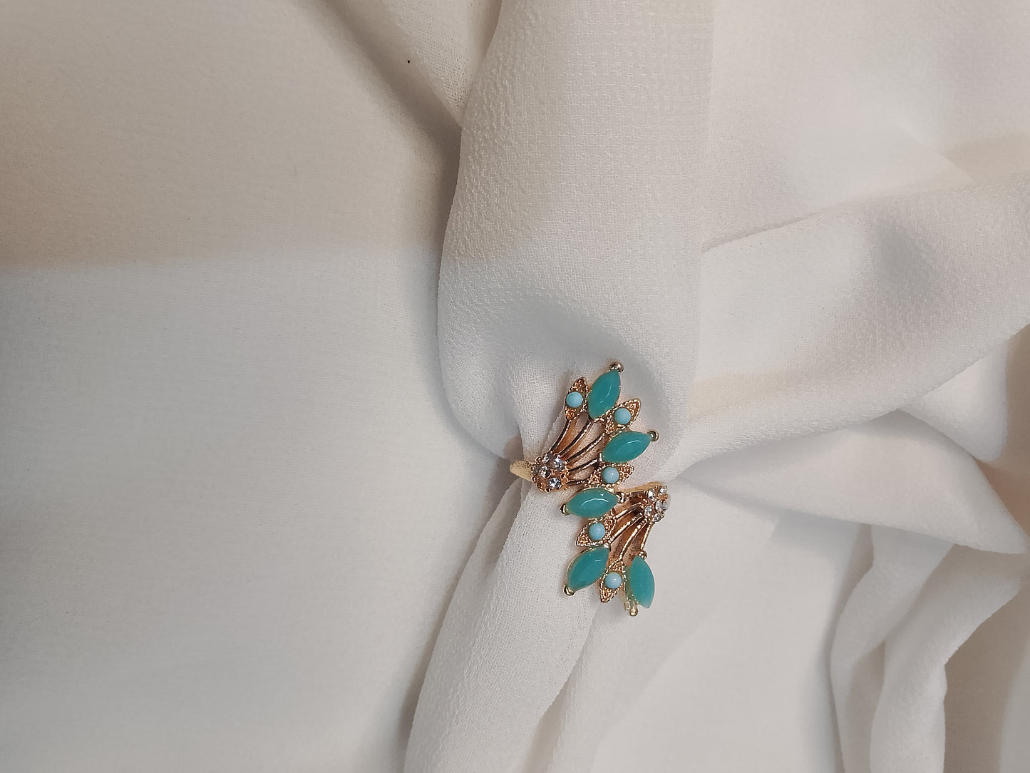 Gold & Turquoise Crystal Bloom Statement Ring