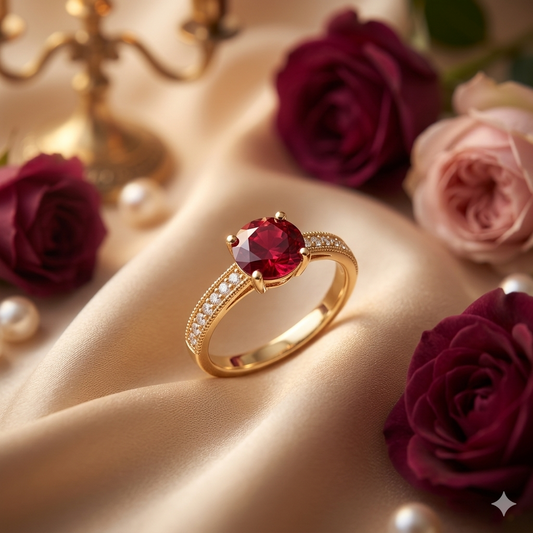Luxury Red Crystal Gold Ring