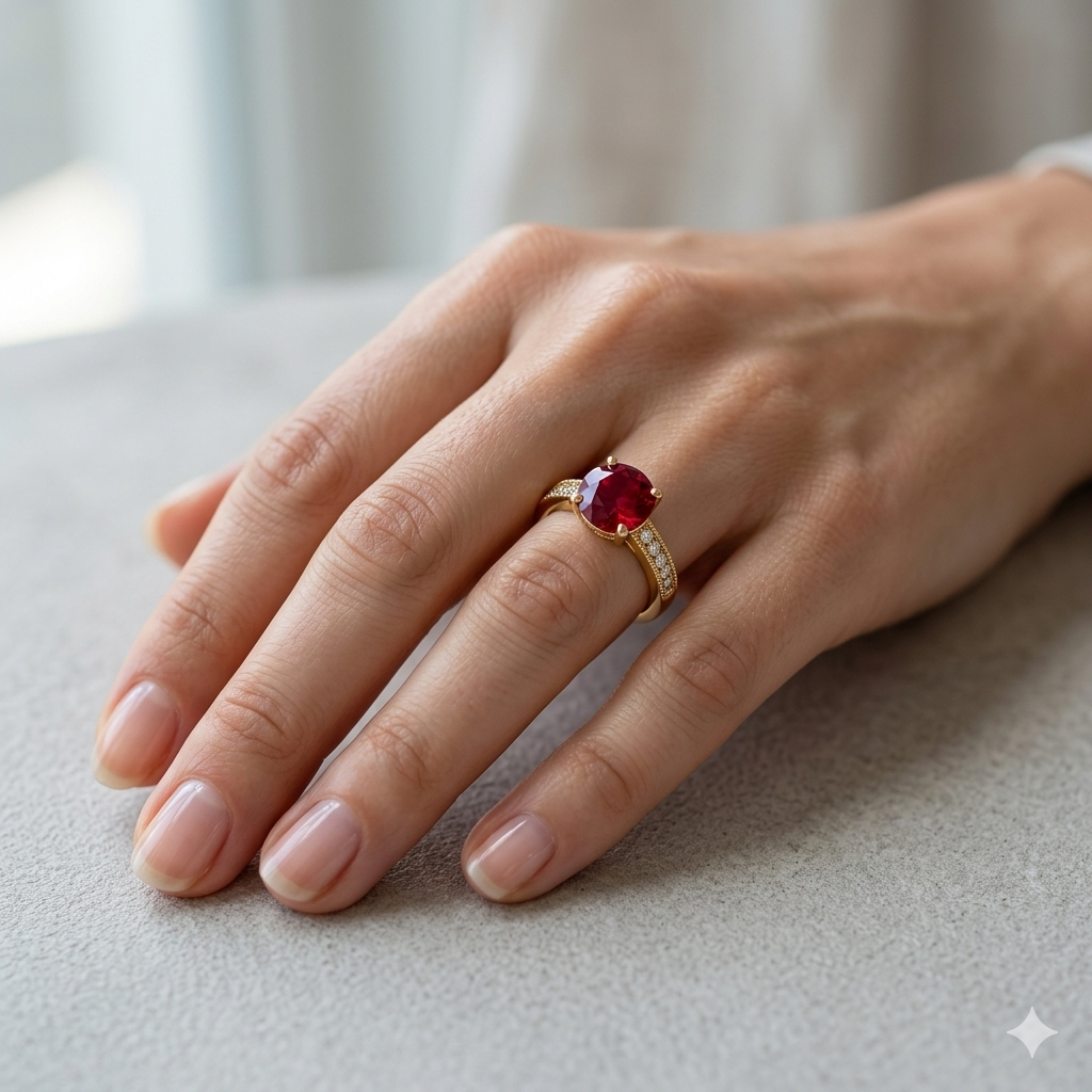 Luxury Red Crystal Gold Ring