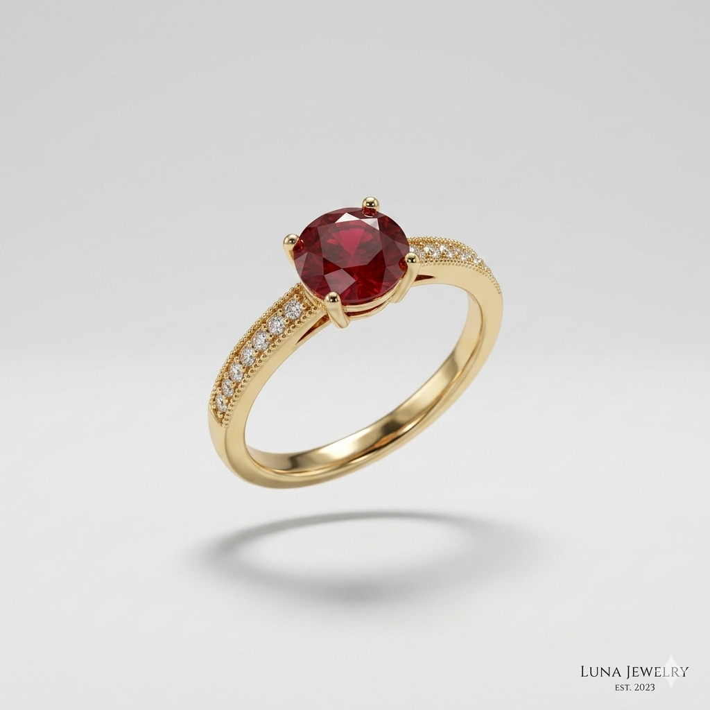 Luxury Red Crystal Gold Ring
