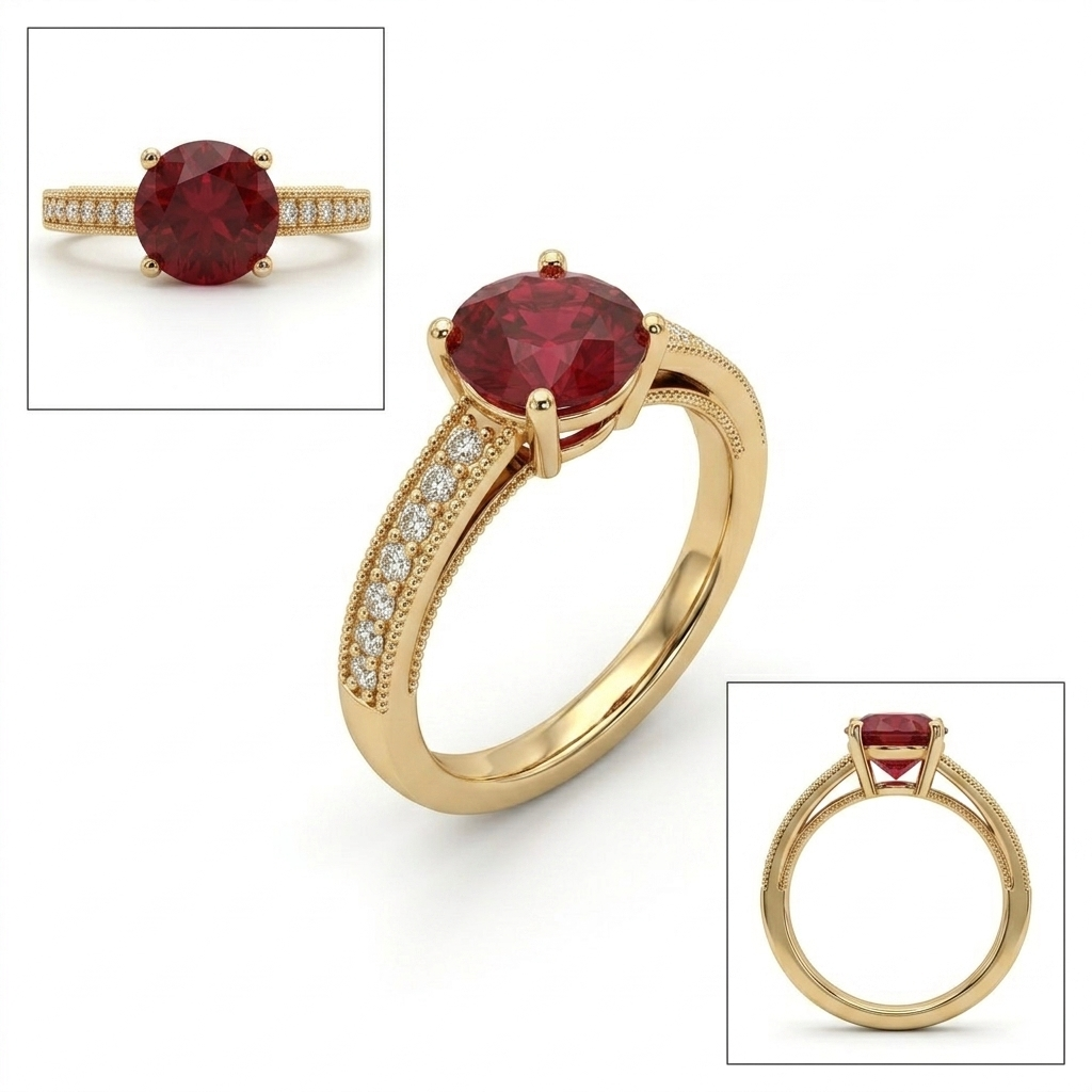 Luxury Red Crystal Gold Ring