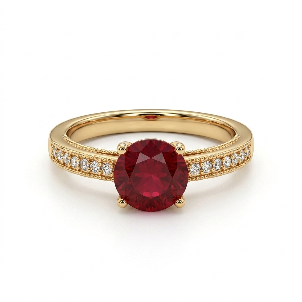 Luxury Red Crystal Gold Ring