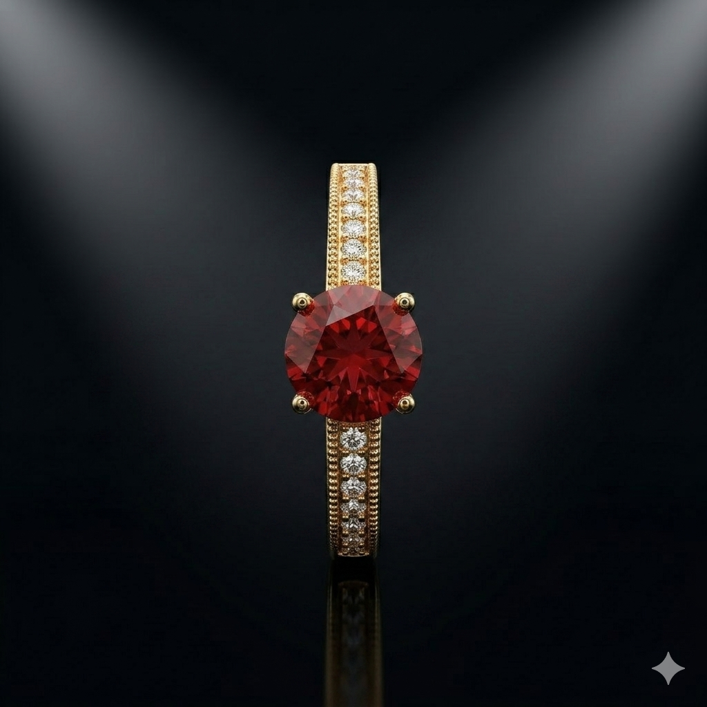 Luxury Red Crystal Gold Ring