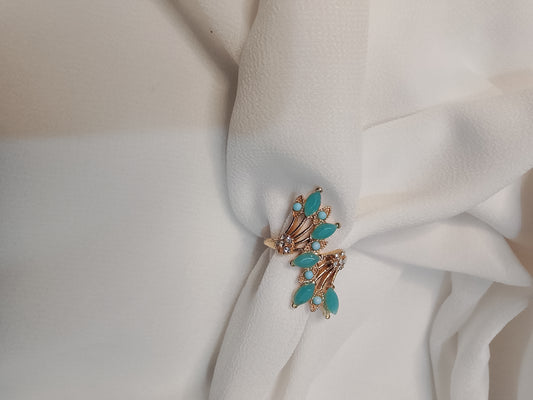 Gold & Turquoise Crystal Bloom Statement Ring